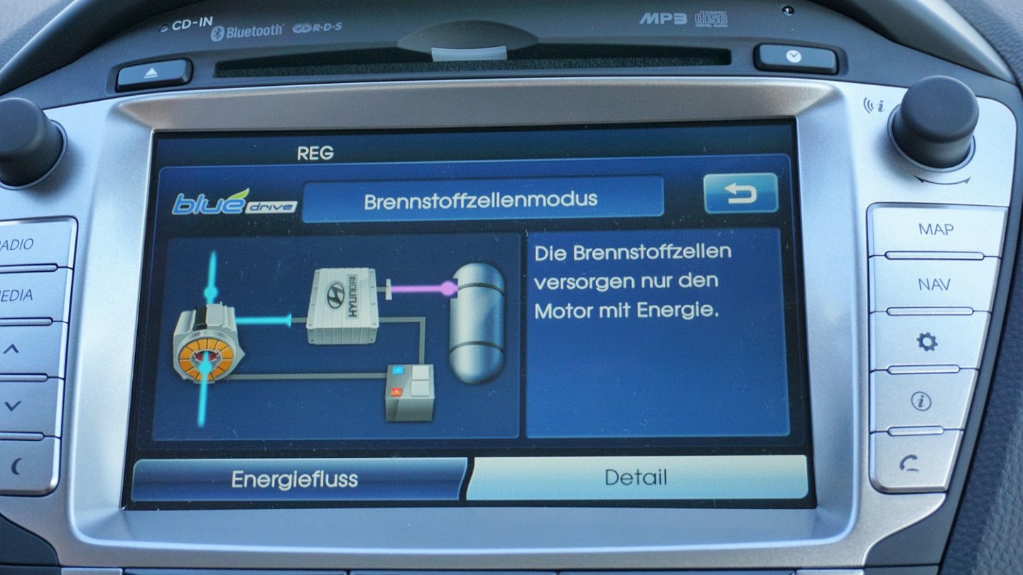 Autokino an Bord: Der Infotainment-Monitor klärt über die Funktionsweise des Antriebs auf. Autokino an Bord: Der Infotainment-Monitor klärt über die Funktionsweise des Antriebs auf.