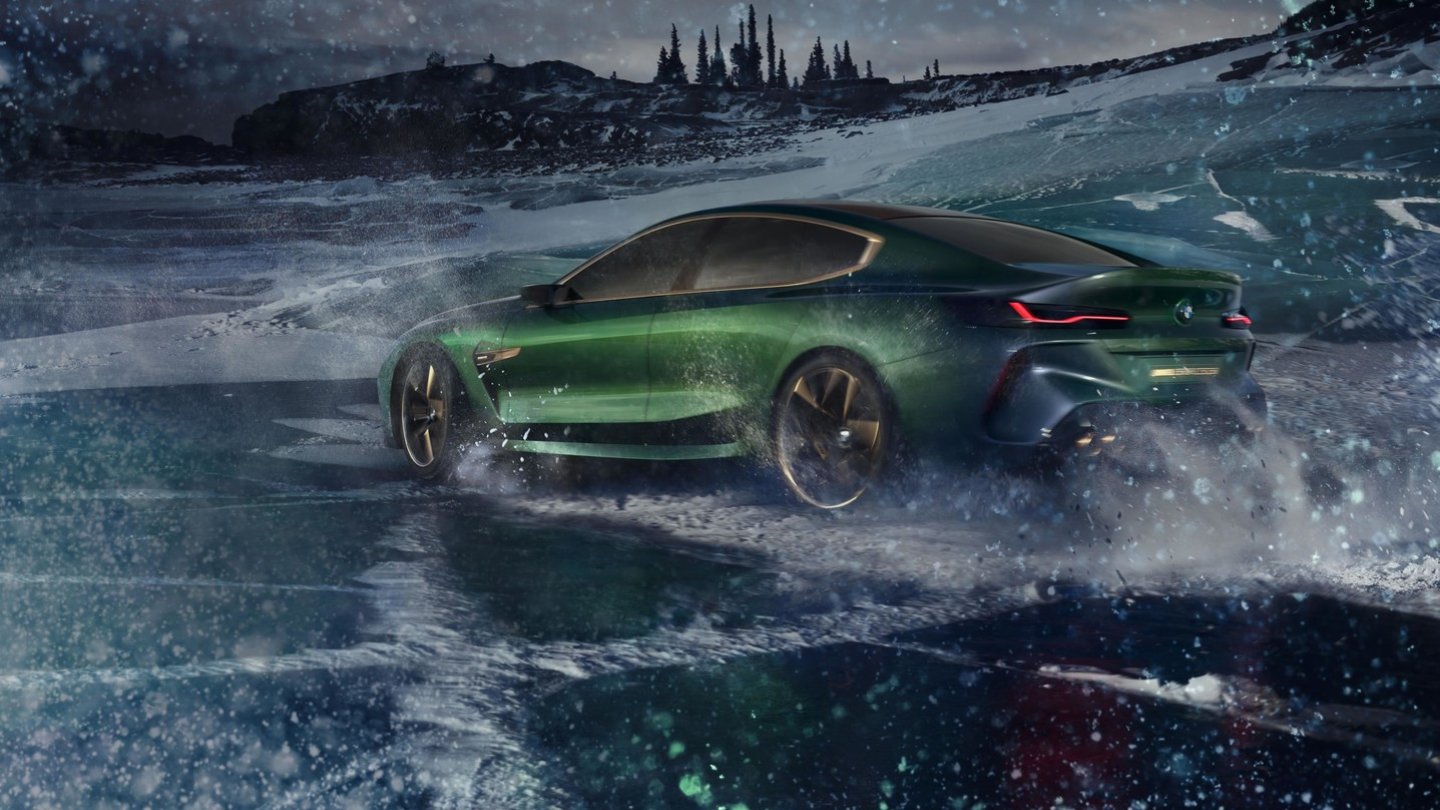 Der Auftritt des BMW Concept M8 Gran Coupe ist dramatisch genug, da hätte maan Photshop ruhen lassen können. Der Auftritt des BMW Concept M8 Gran Coupe ist dramatisch genug, da hätte maan Photshop ruhen lassen können.