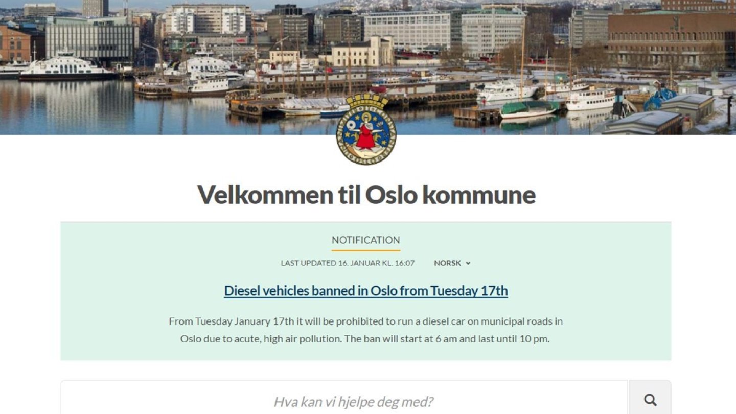 Screenshot von der Website der Osloer Stadtverwaltung. Screenshot von der Website der Osloer Stadtverwaltung.