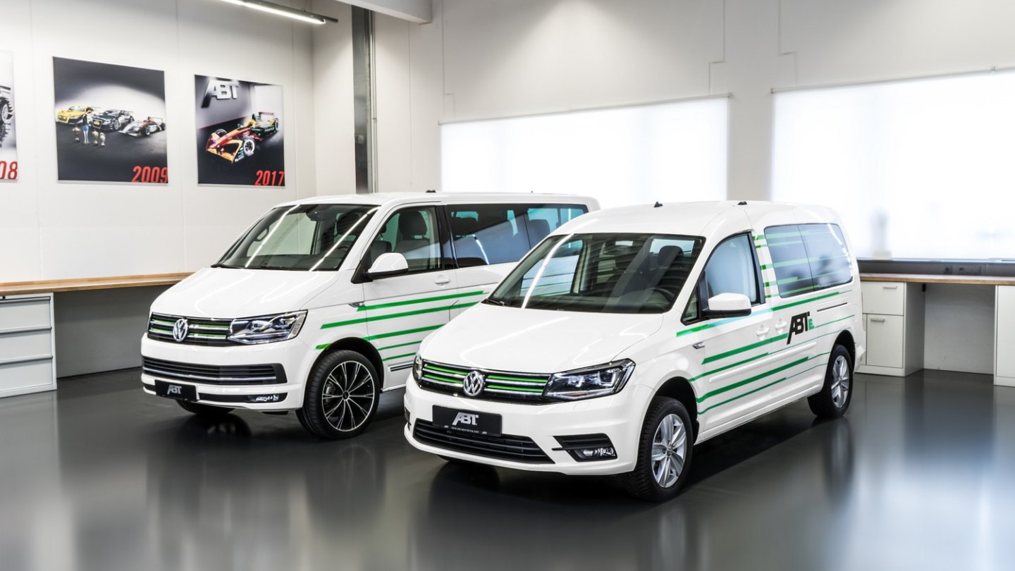 Abt baut den T6 und den Caddy zu E-Autos um. Abt baut den T6 und den Caddy zu E-Autos um.
