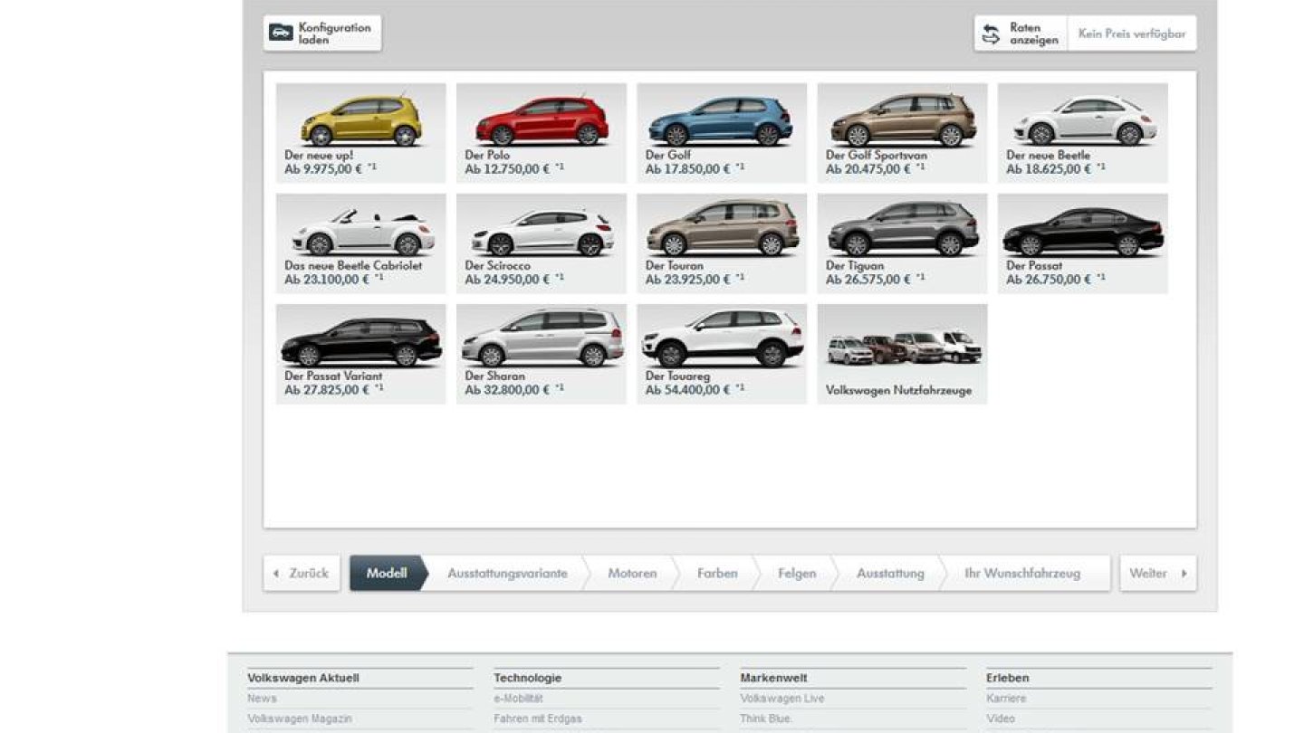Screenshot des VW-Onlinekonfiguators. Jetta und CC sind schon nicht mehr aufgeführt. Screenshot des VW-Onlinekonfiguators. Jetta und CC sind schon nicht mehr aufgeführt.