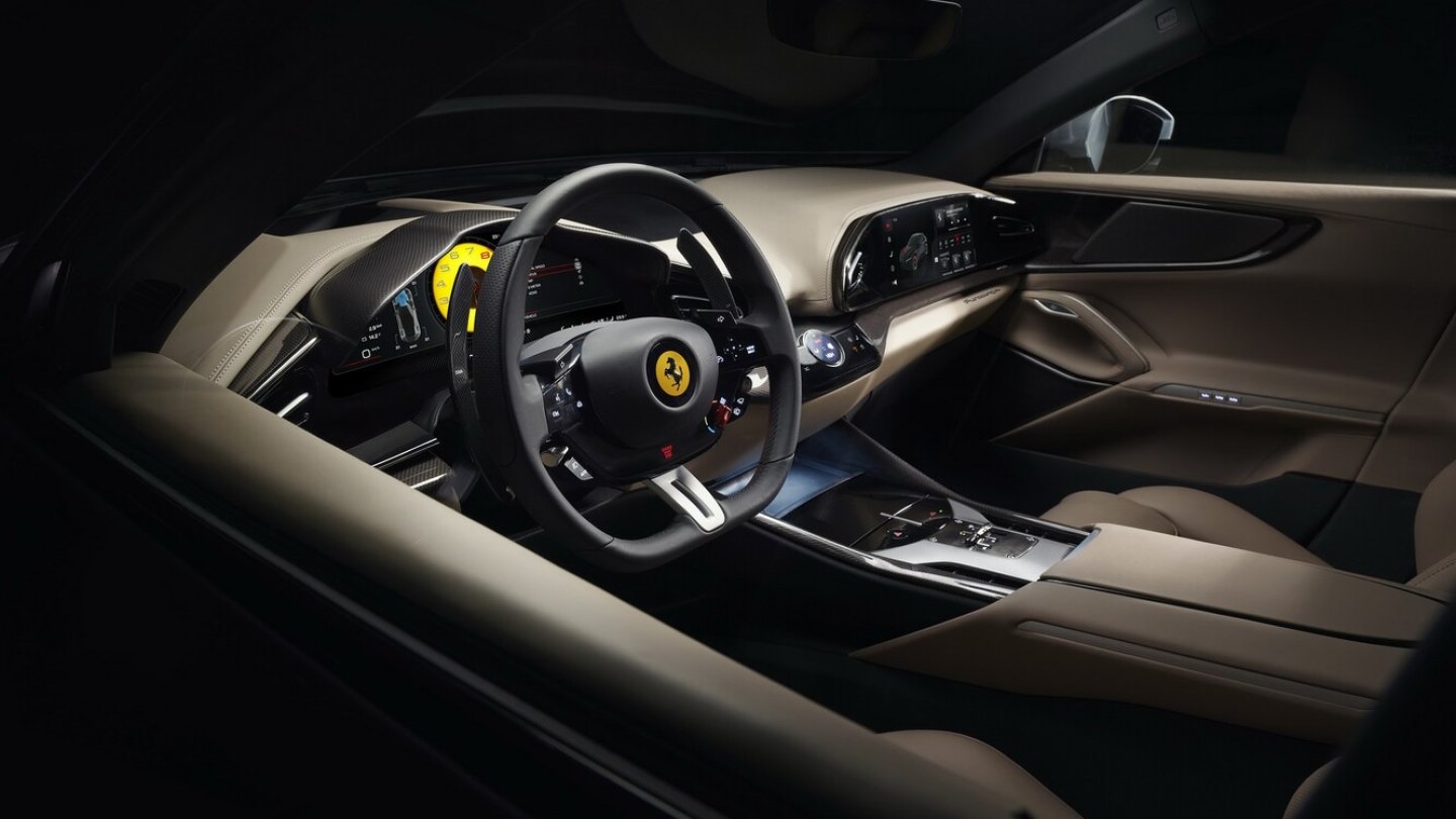 Blick ins Cockpit des Ferrari Purosangue. Blick ins Cockpit des Ferrari Purosangue.