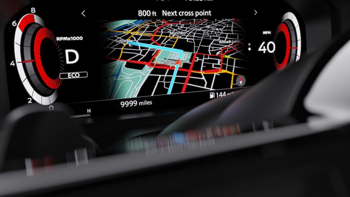 Neben dem Head-up Display gibt es auch digital Instrumente. Neben dem Head-up Display gibt es auch digital Instrumente.