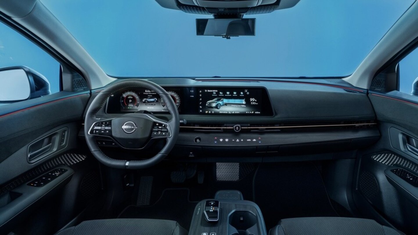 Infotainment mit Google-Diensten im unveränderten Ariya-Cockpit.