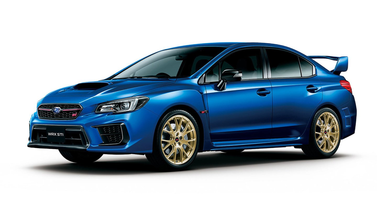 Goldene Felgen, blauer Lack: die klassische STI-Farbgebung. Goldene Felgen, blauer Lack: die klassische STI-Farbgebung.
