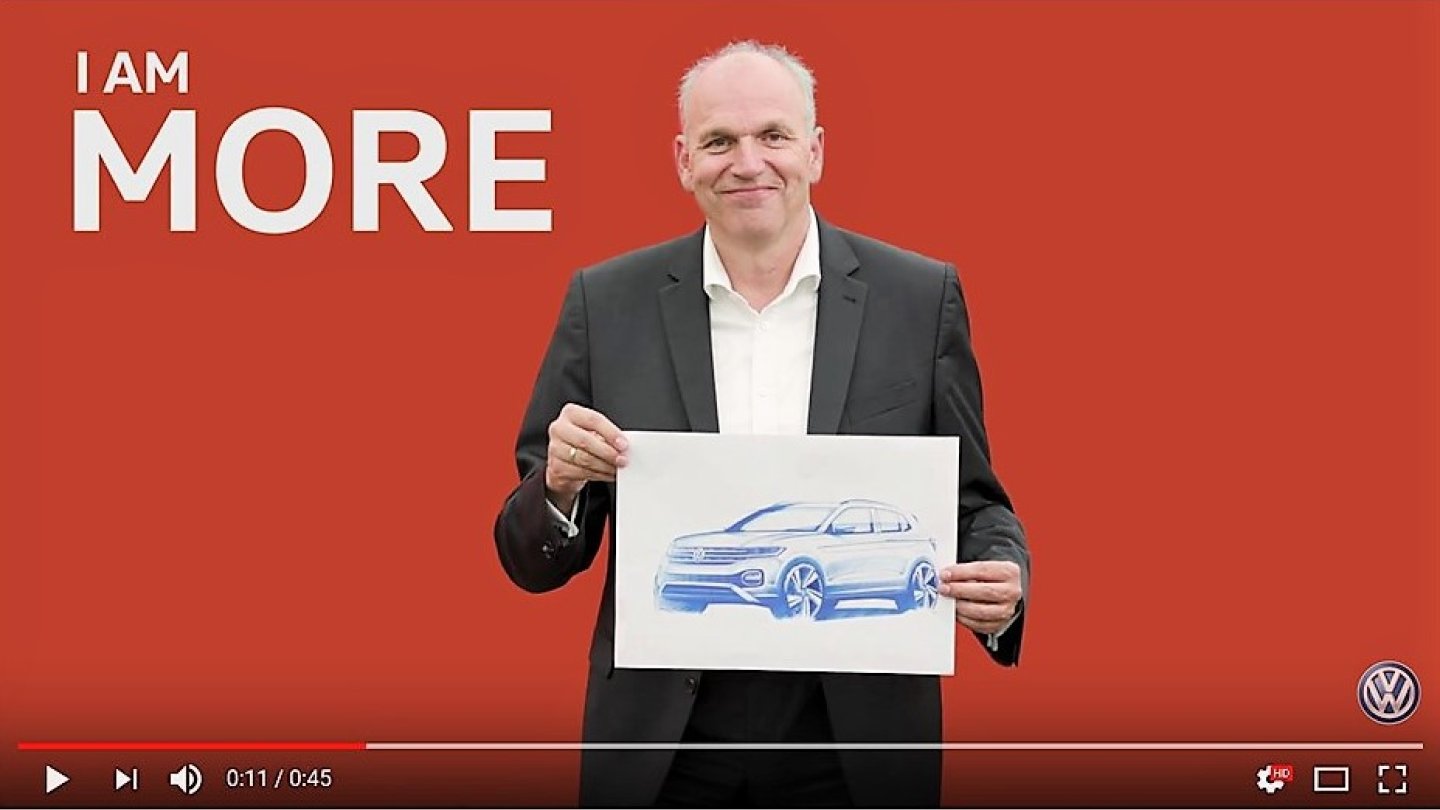 In einem Youtube-Video zeigt VW die Front des T-Cross. In einem Youtube-Video zeigt VW die Front des T-Cross.